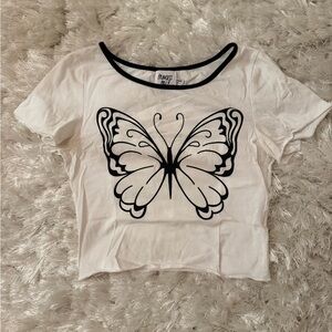 Princess Polly White T-Shirt with butterfly